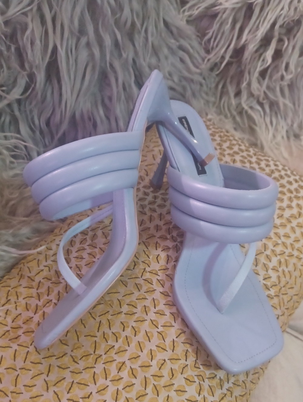 FRENCH CONNECTION Lilac Blue Padded Kitten Heel Mules 8.5